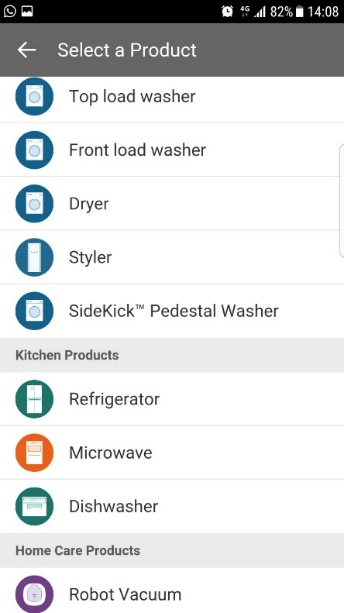 רשימת המוצרים החכמים שLG מאפשרים לנו לשלוט עליהם לדוגמה: מקרר, מכונת כביסה ושואב אבק