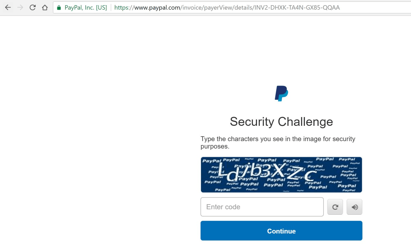 דוגמה ל-captcha של Paypal